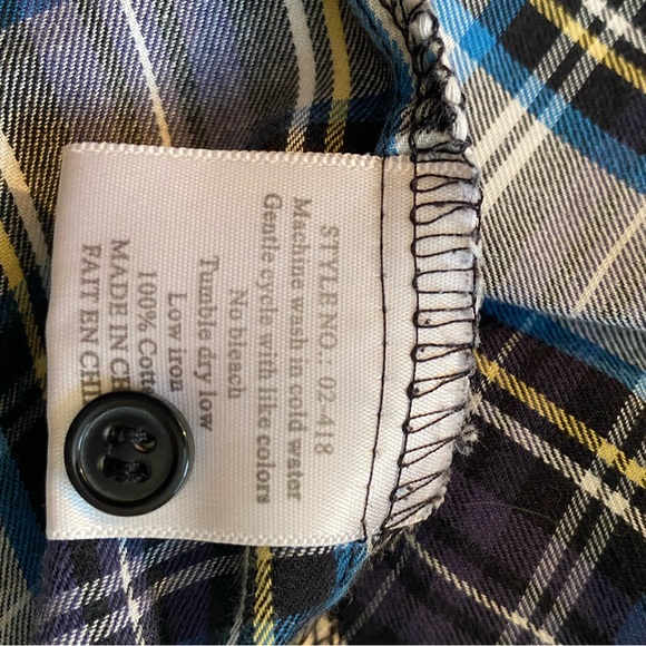 Blue black and white plaid button down shirt - Picture 4 of 5